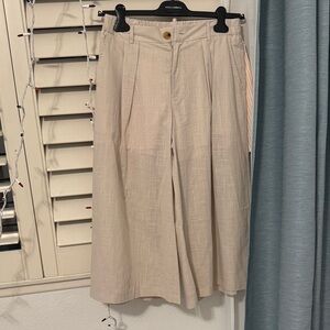 Cream Wide-Leg Pants